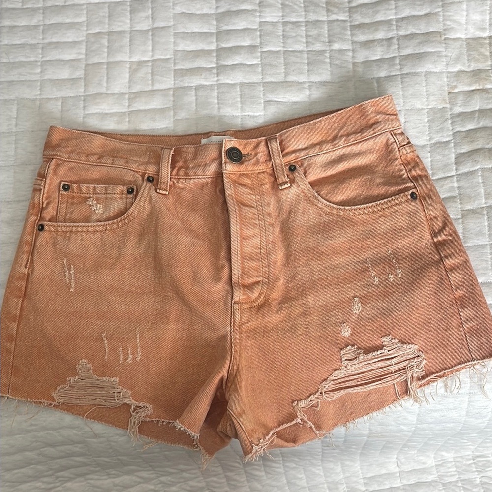 Z Supply Jean Shorts in Tan with Distressed Hem